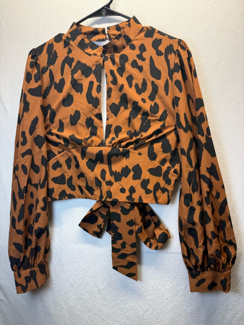 Savage Style Leopard Print Open Back Front Keyhole Rocker Chic Shirt Mod Witchy